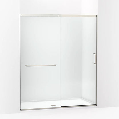 Kohler Sliding shower door, 75-1/2" H x 62-1/4 - 65-5/8" W, with heavy 5/16" thick Crystal Clear glass