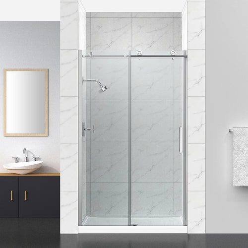 Kohler Sliding shower door, 78" H x 44-5/8 - 47-7/8" W, with 3/8" thick Crystal Clear glass