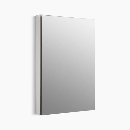 Kohler 24-1/8" W x 36-1/8" H aluminum single-door medicine cabinet with 107 degree hinge