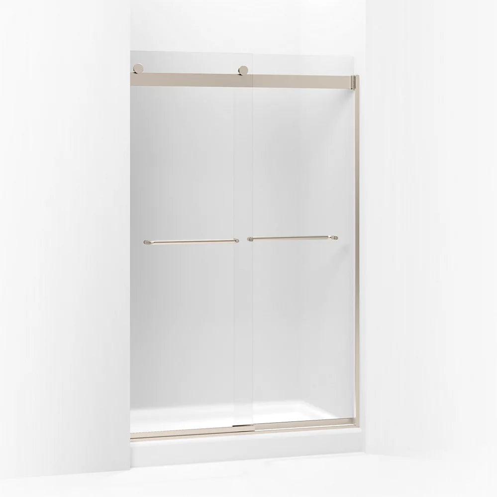Kohler Sliding shower door, 74" H x 44-5/8 - 47-5/8" W, with 1/4" thick Frosted glass