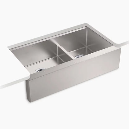 Kohler Smart Divide® 35-1/2” undermount double-bowl farmhouse workstation kitchen sink