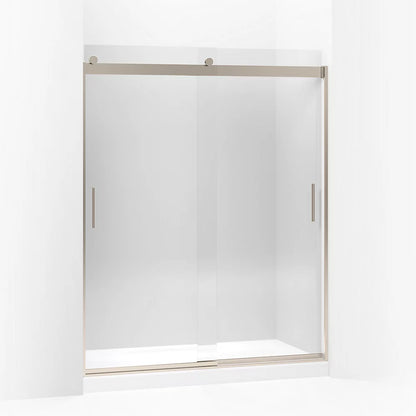 Kohler Sliding shower door, 74" H x 56-5/8 - 59-5/8" W, with 1/4" thick Crystal Clear glass
