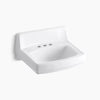 Kohler 20-3/4" x 18-1/4" wall-mount/concealed arm carrier bathroom sink with 4" centerset faucet holes and no overflow