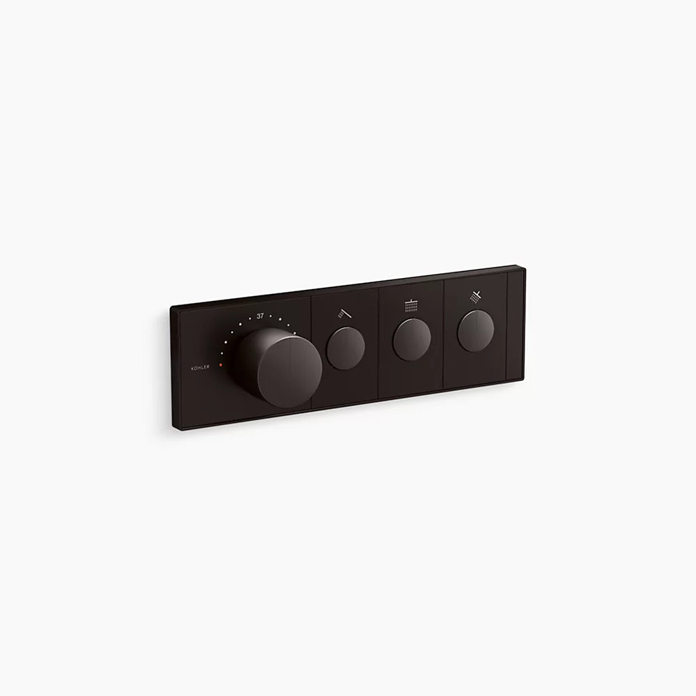 Kohler Three-outlet recessed mechanical thermostatic valve control