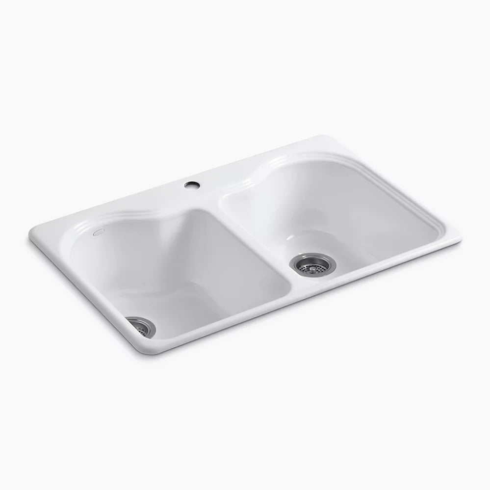 Kohler Hartland® 33" top-mount double-bowl kitchen sink