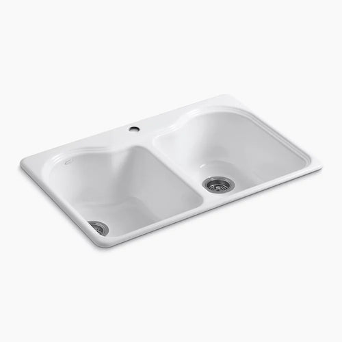 Kohler Hartland® 33" top-mount double-bowl kitchen sink