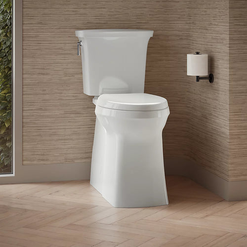 Kohler Tall two-piece elongated toilet with skirted trapway, 1.28 gpf