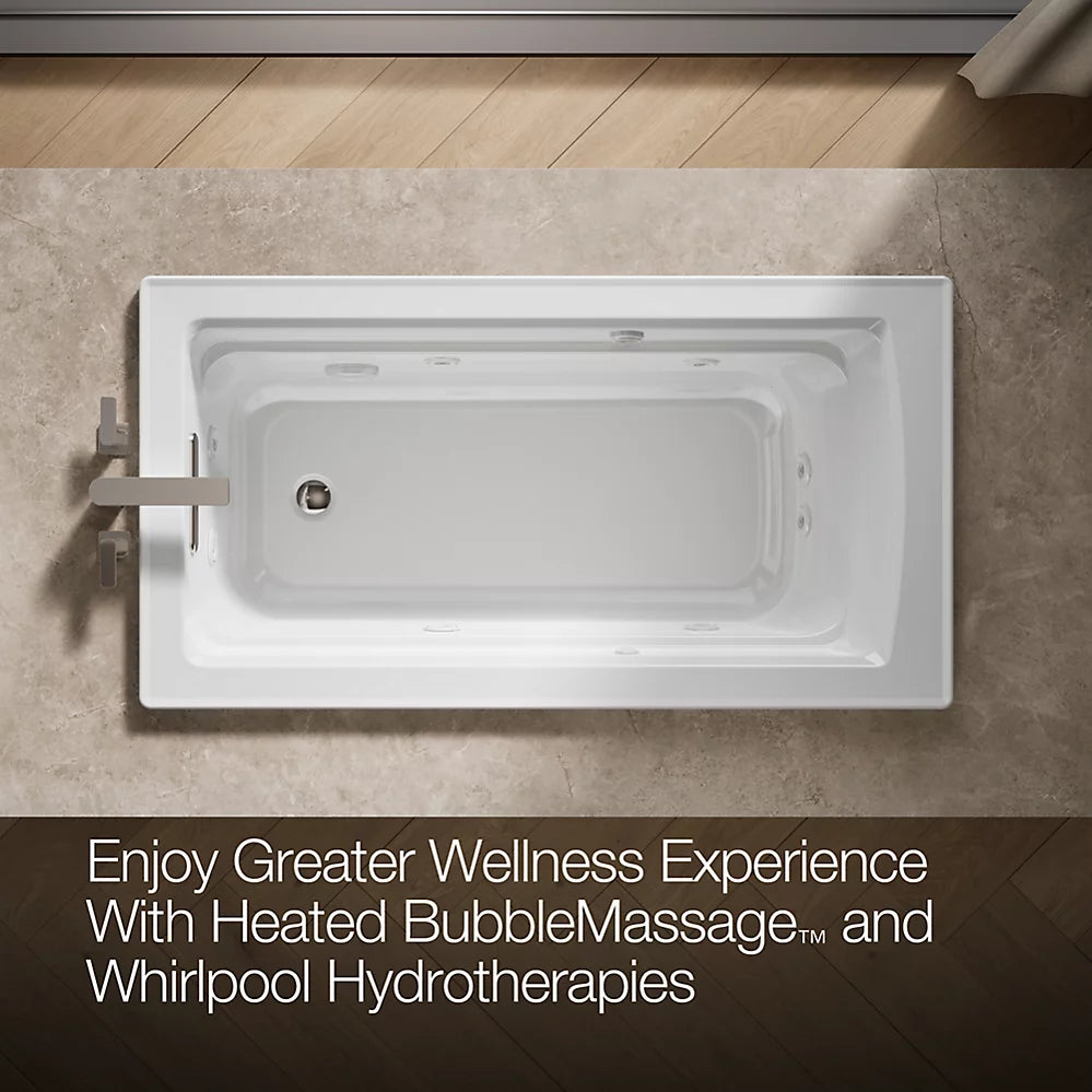 Kohler Archer Heated Bubblemassage Air Bath And Whirlpool 60 x 32-Inch Drop-In Bathtub