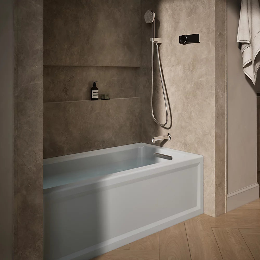 Kohler Archer 60" x 32" alcove bath with Bask heated surface, left drain