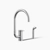 Kohler Single-handle kitchen sink faucet with two-function extended-reach spout and side sprayer