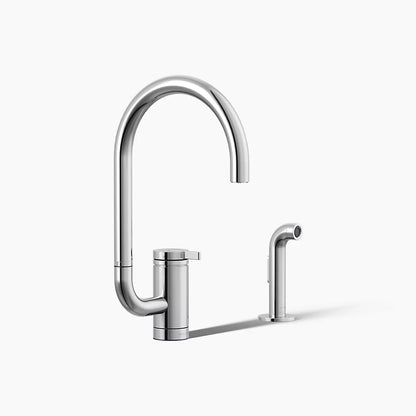 Kohler Single-handle kitchen sink faucet with two-function extended-reach spout and side sprayer