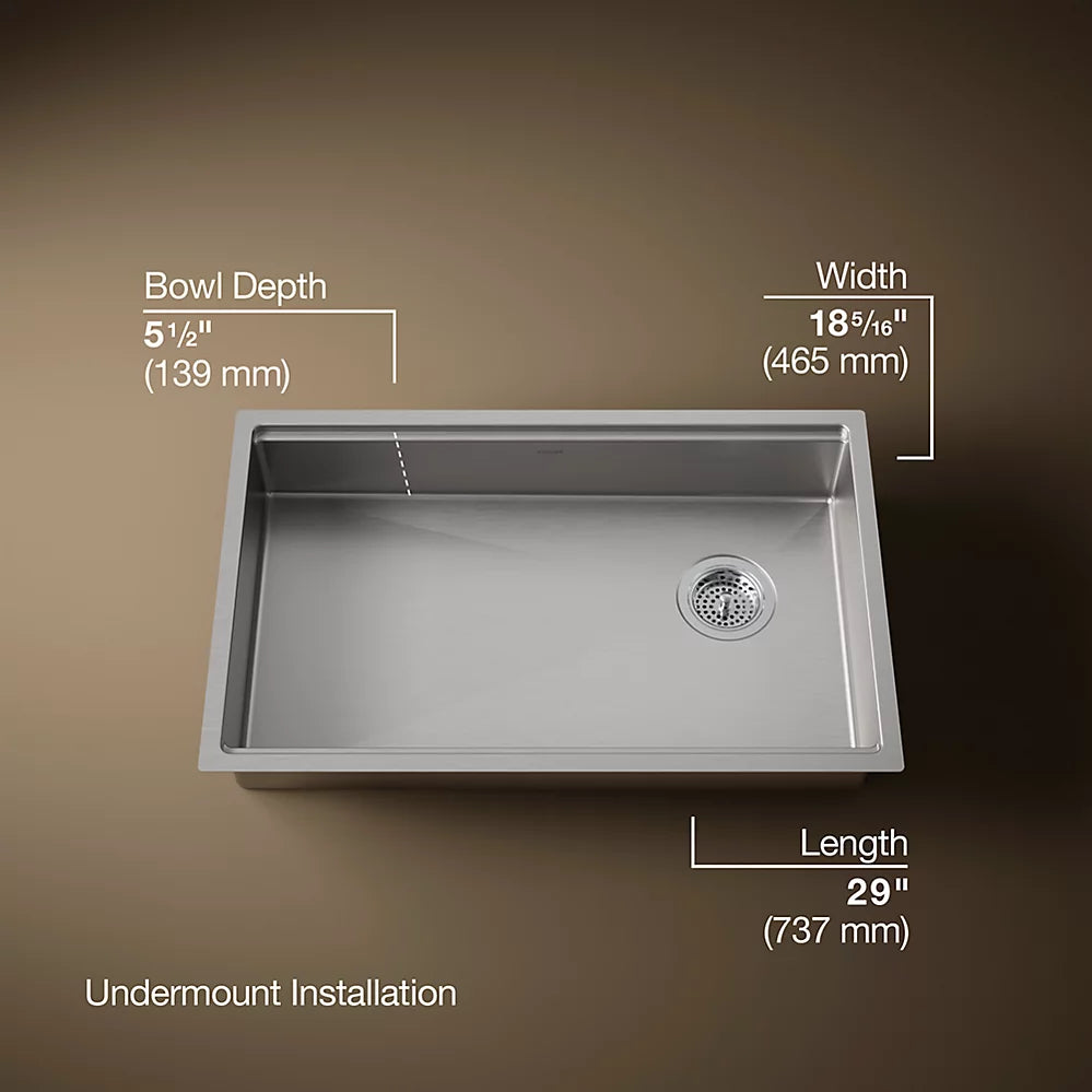 Kohler Strive® 29" undermount single-bowl workstation kitchen sink
