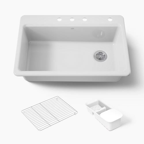 Kohler Riverby® 33" top-mount single-bowl workstation kitchen sink