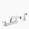 Kohler 1.5 gpm kitchen sink faucet with 8-3/16" swing spout, matching finish sidespray, aerated flow and lever handles