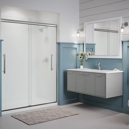 Kohler Frameless sliding shower door, 79-1/16" H x 54-5/8 - 59-5/8" W, with 5/16" thick Frosted glass