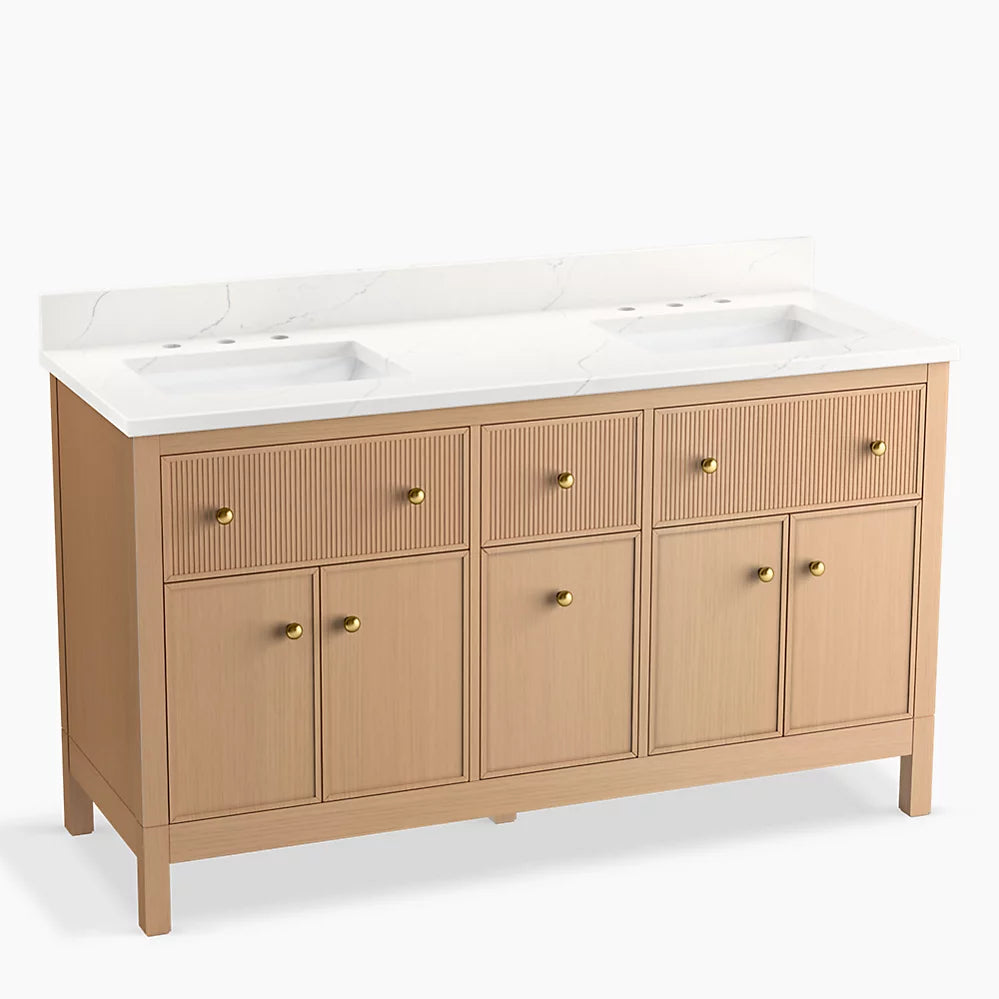 Kohler Malin By Studio Mcgee Cabinet With Sinks And Quartz Top 60-Inch Double-Sink Bathroom Vanity