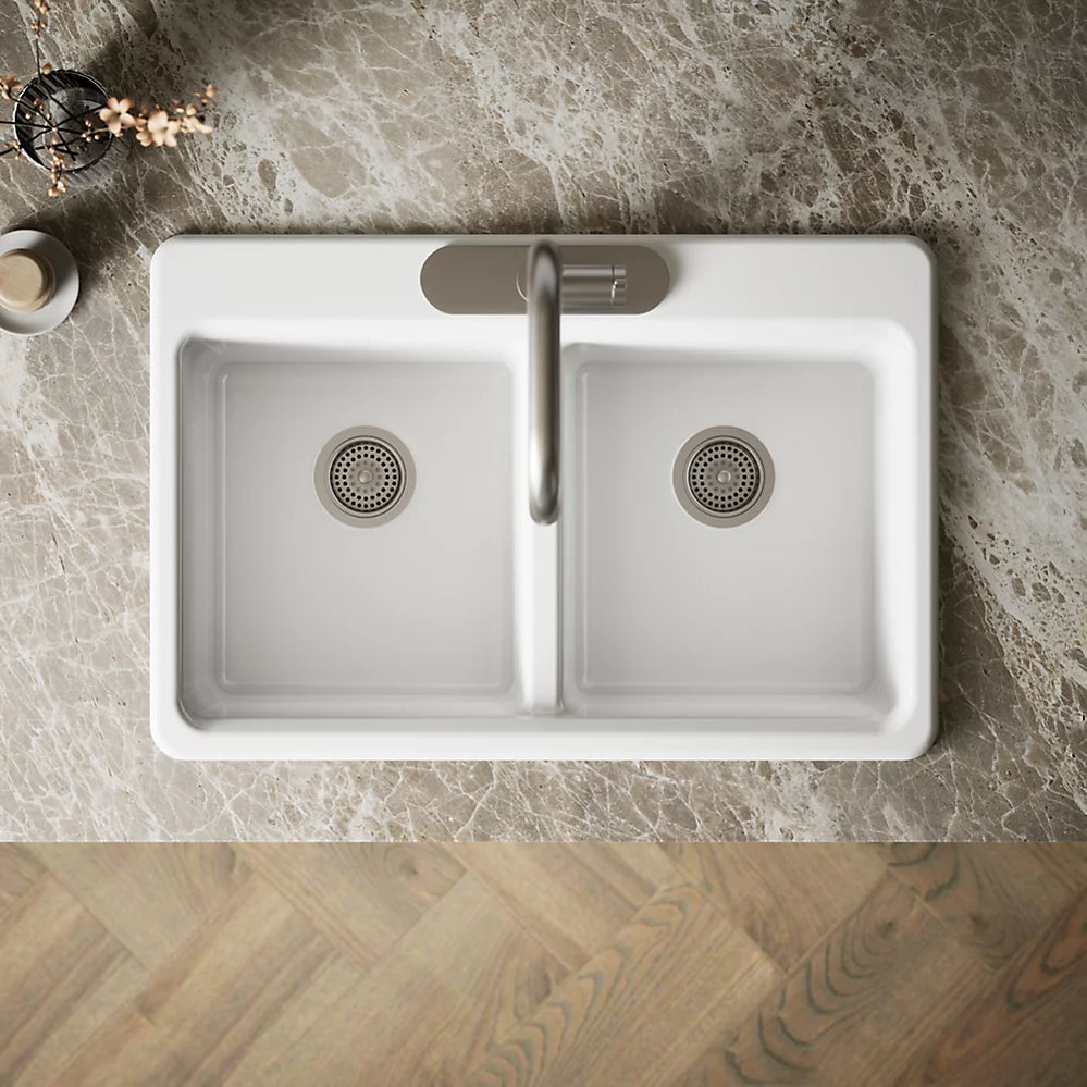 Kohler Riverby® 33" top-mount double-bowl kitchen sink