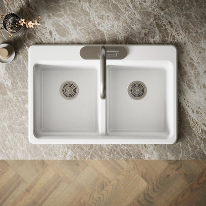 Kohler Riverby® 33" top-mount double-bowl kitchen sink