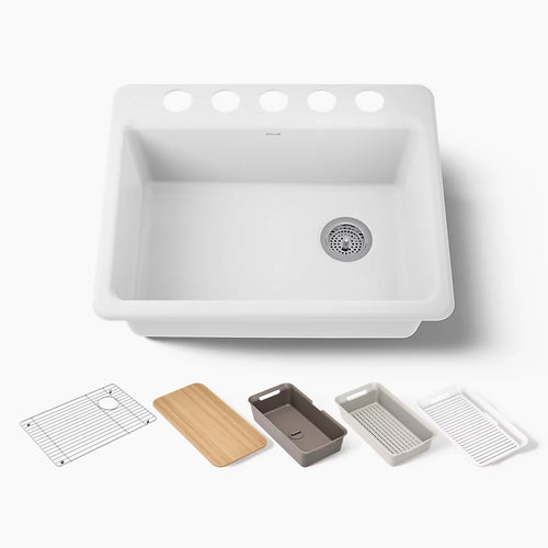 Kohler Riverby® 27" undermount single-bowl workstation kitchen sink
