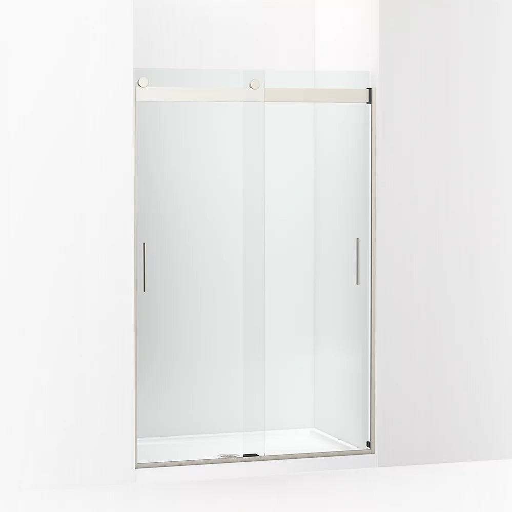 Kohler Levity Sliding shower door, 74" H x 43-5/8 - 47-5/8" W, with 1/4" thick Crystal Clear glass