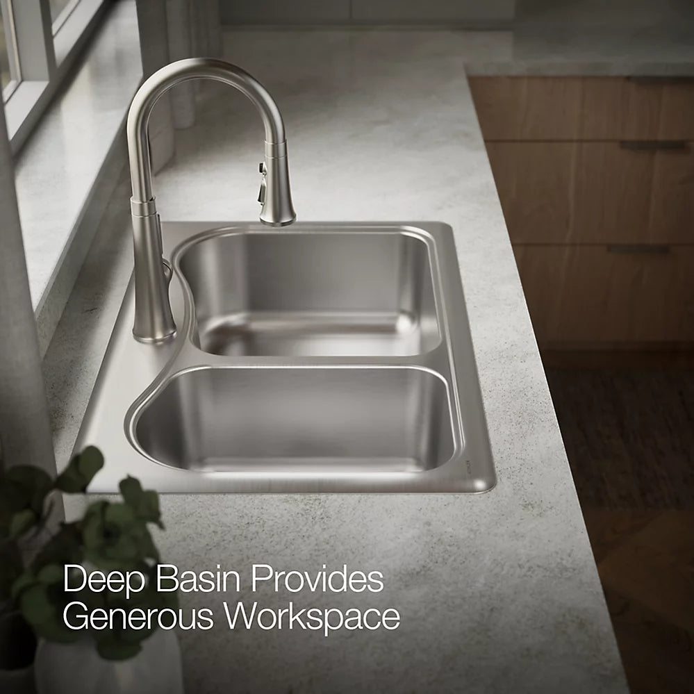Kohler Staccato™ 33" top-mount double-bowl kitchen sink