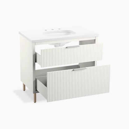 Kohler 36" wall-hung bathroom vanity cabinet with sink and quartz top