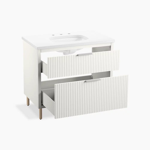 Kohler 36" wall-hung bathroom vanity cabinet with sink and quartz top