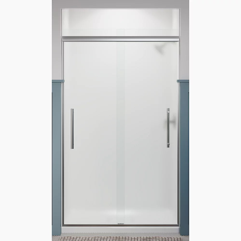 Kohler Frameless sliding shower door, 79-1/16" H x 44-5/8 - 47-5/8" W, with 5/16" thick Frosted glass