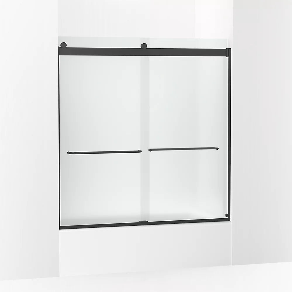 Kohler Sliding bath door, 62" H x 56-5/8 - 59-5/8" W, with 1/4" thick Frosted glass