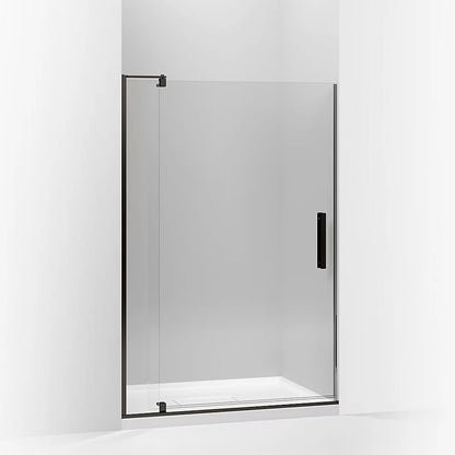 Kohler Pivot shower door, 74" H x 39-1/8 - 44" W, with 5/16" thick Crystal Clear glass
