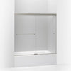 Kohler Sliding bath door, 55-1/2" H x 56-5/8 - 59-5/8" W, with 1/4" thick Crystal Clear glass