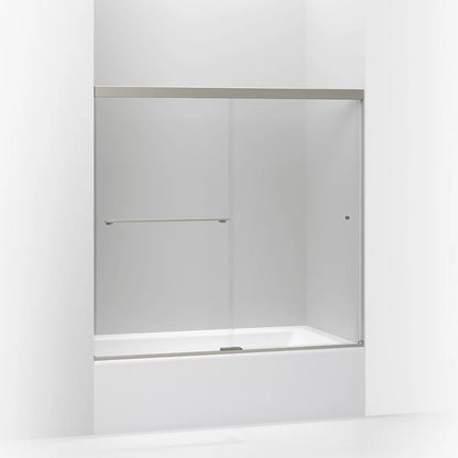 Kohler Sliding bath door, 55-1/2" H x 56-5/8 - 59-5/8" W, with 1/4" thick Crystal Clear glass