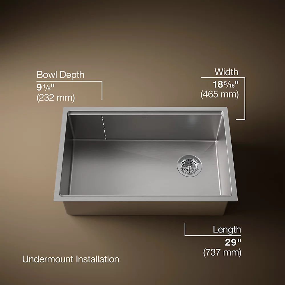 Kohler Strive® 29" undermount single-bowl workstation kitchen sink