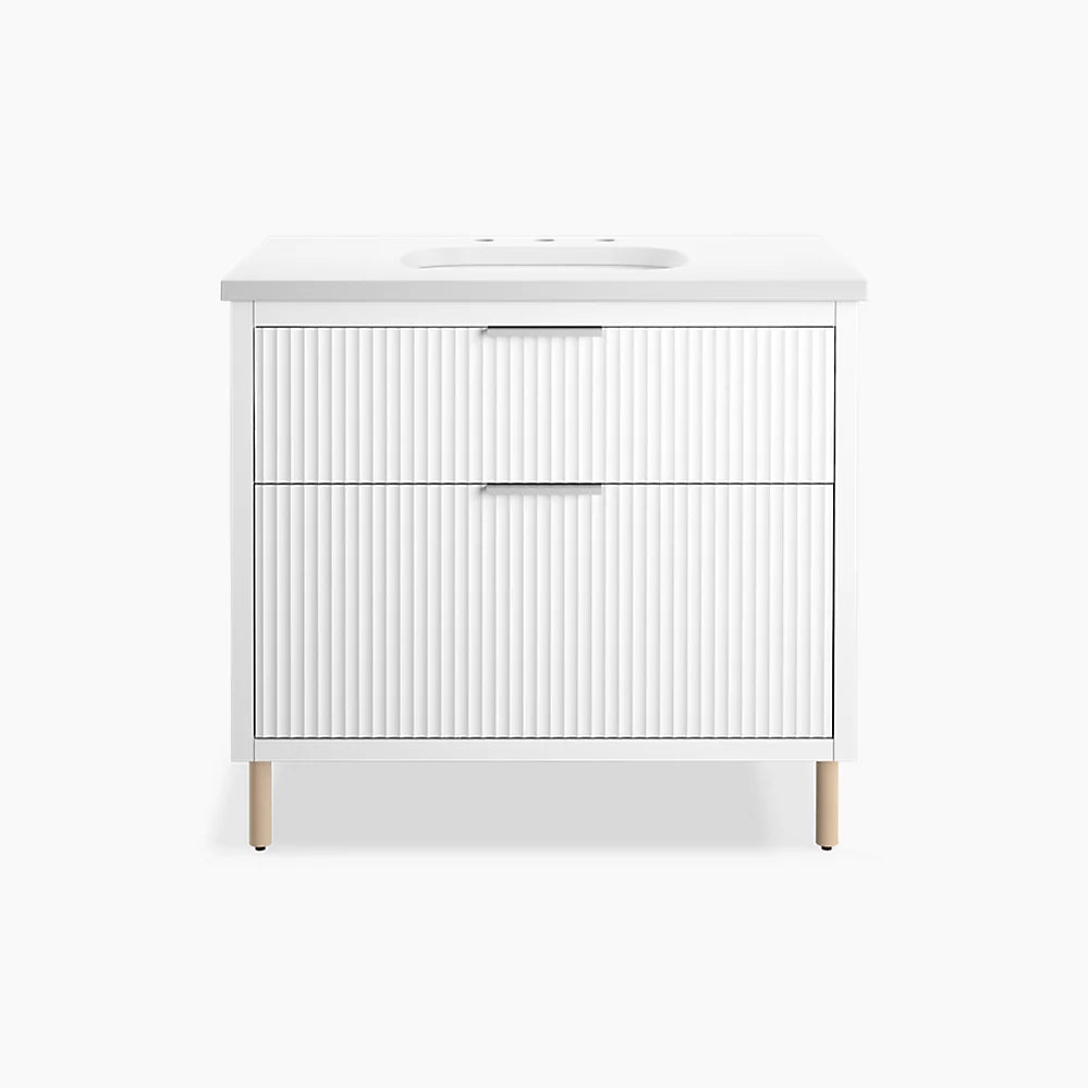 Kohler 36" wall-hung bathroom vanity cabinet with sink and quartz top