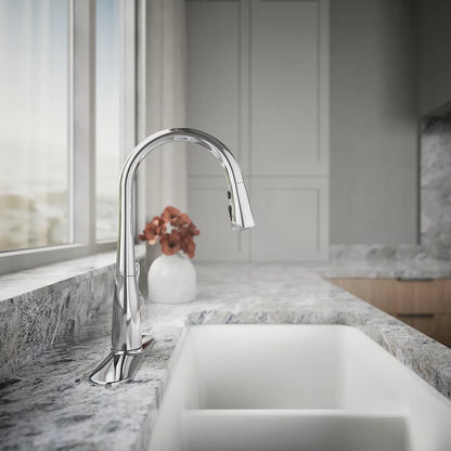 Kohler Compact pull-down kitchen sink faucet with three-function sprayhead