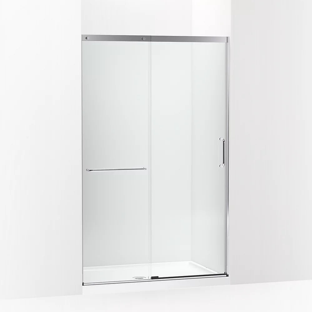 Kohler Sliding shower door, 75-1/2" H x 44-1/4 - 47-5/8" W, with heavy 5/16" thick Crystal Clear glass