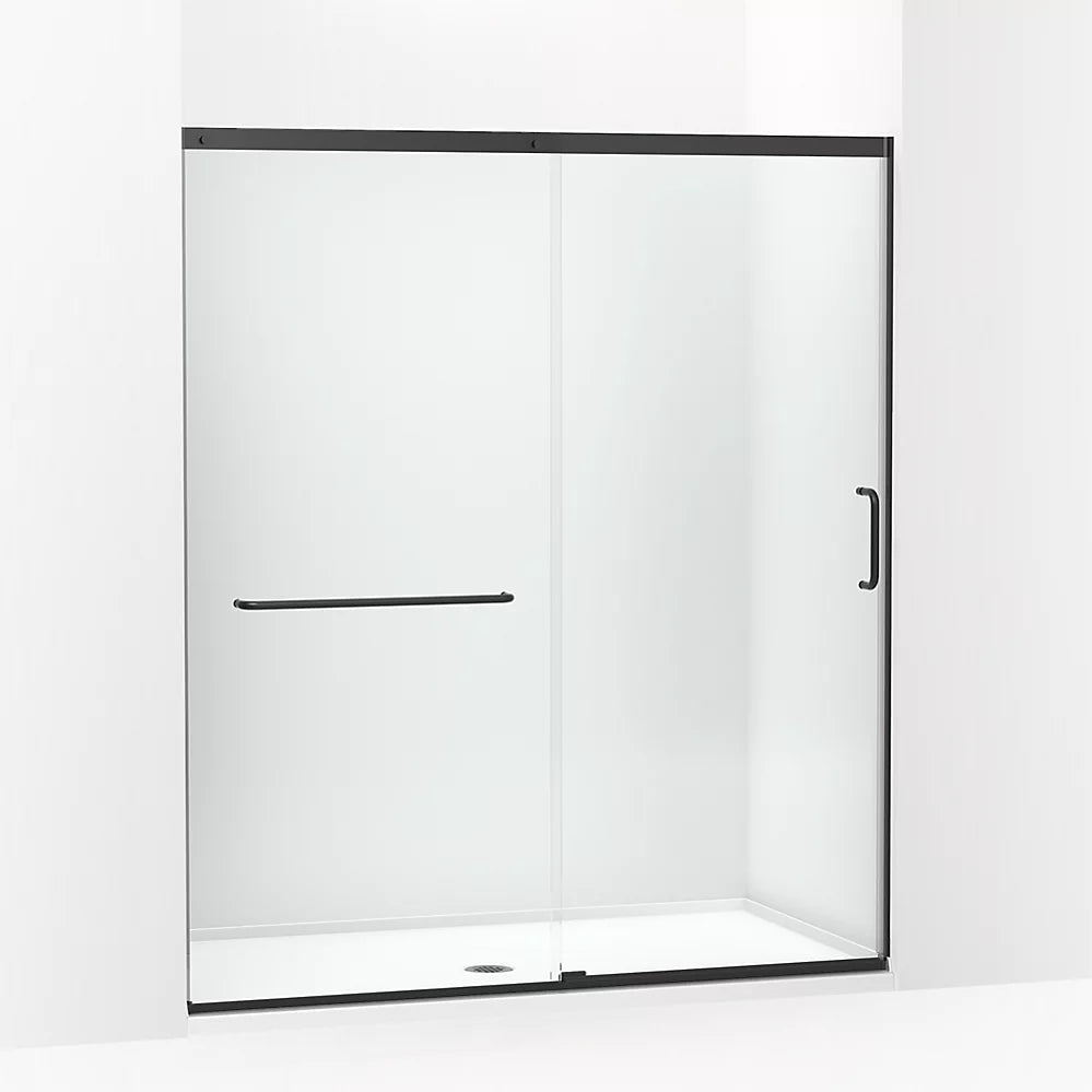 Kohler Sliding shower door, 75-1/2" H x 62-1/4 - 65-5/8" W, with heavy 5/16" thick Crystal Clear glass