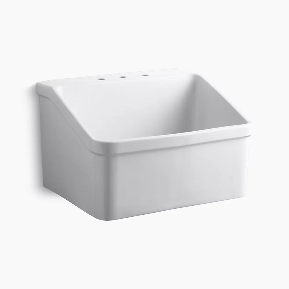 Kohler 28" x 22" bracket-mount utility sink with 8" widespread faucet holes
