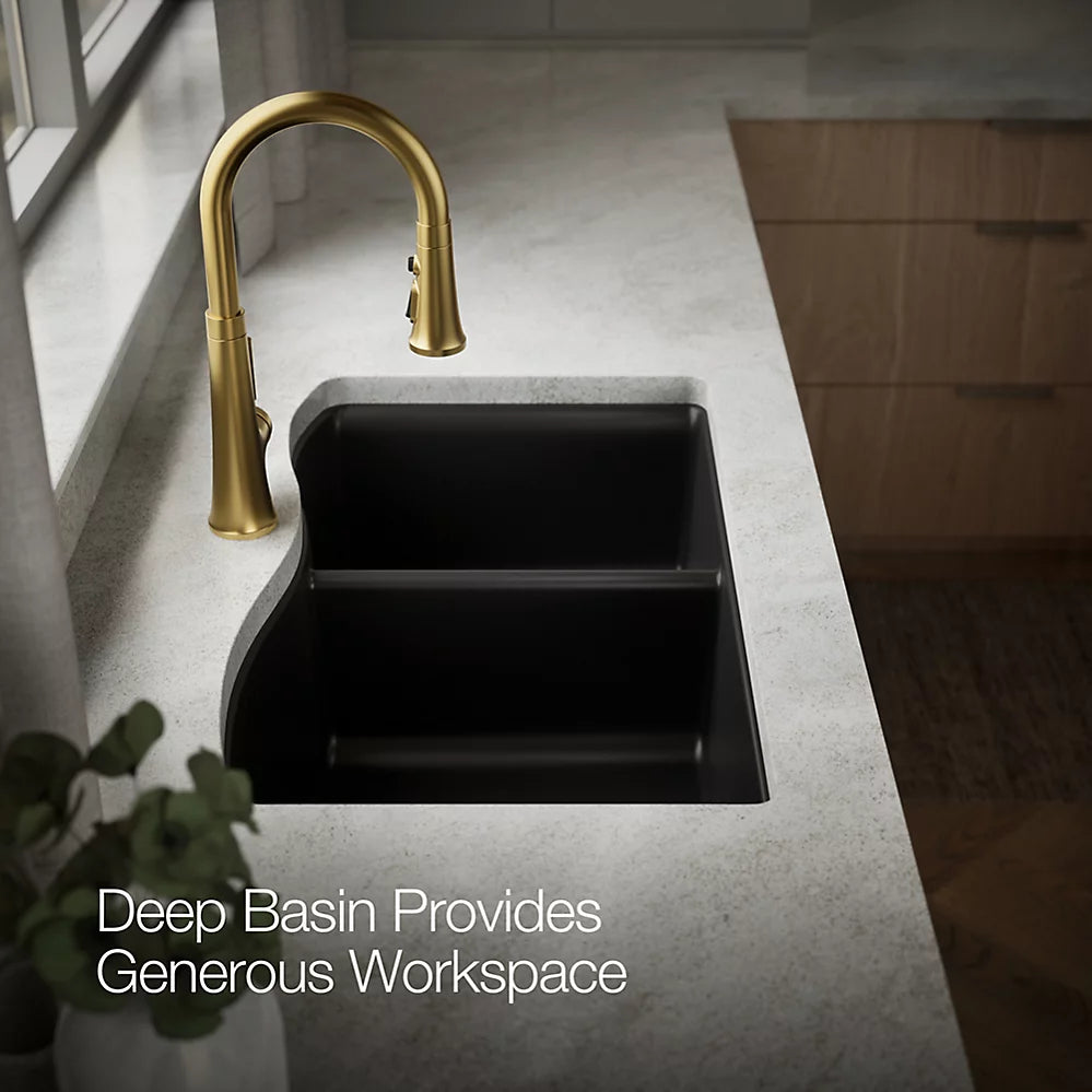 Kohler Kennon® 33" top-/undermount double-bowl kitchen sink