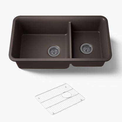Kohler Cairn® 33-1/2" undermount double-bowl kitchen sink