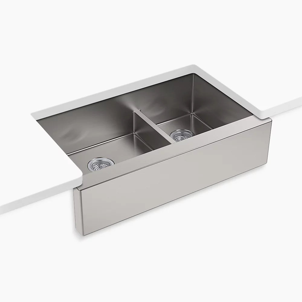 Kohler Strive® Smart Divide® 35-1/2" undermount double-bowl farmhouse kitchen sink