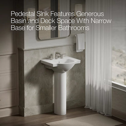 Kohler 21" rectangular pedestal bathroom sink