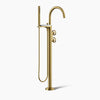 Kohler Floor-mount bath filler trim with industrial handles and handshower