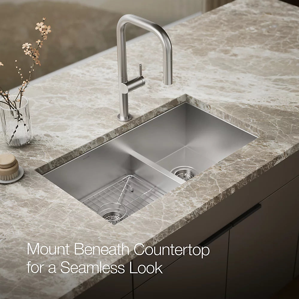 Kohler Vault™ Smart Divide® 33" top-/undermount double-bowl kitchen sink