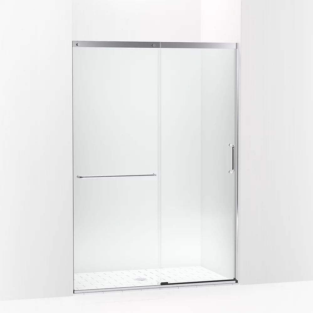 Kohler Sliding shower door, 75-1/2" H x 50-1/4 - 53-5/8" W, with heavy 5/16" thick Crystal Clear glass