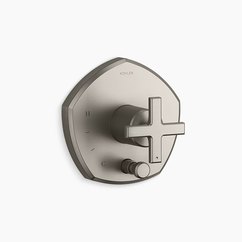 Kohler Rite-Temp® valve trim with push-button diverter and cross handle