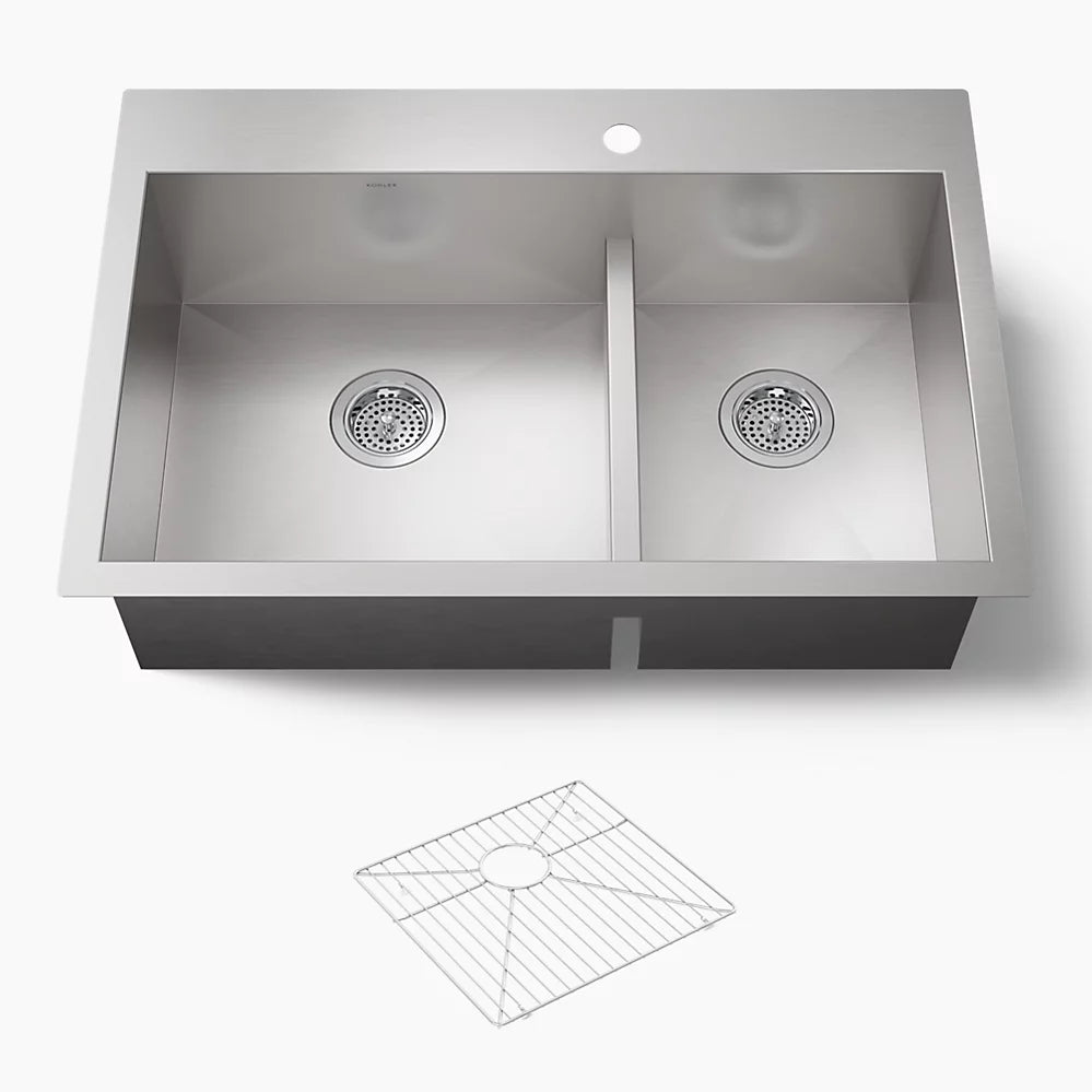 Kohler Vault™ Smart Divide® 33" top-/undermount double-bowl kitchen sink