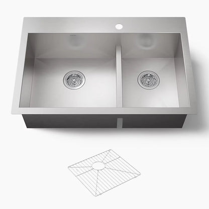 Kohler Vault™ Smart Divide® 33" top-/undermount double-bowl kitchen sink