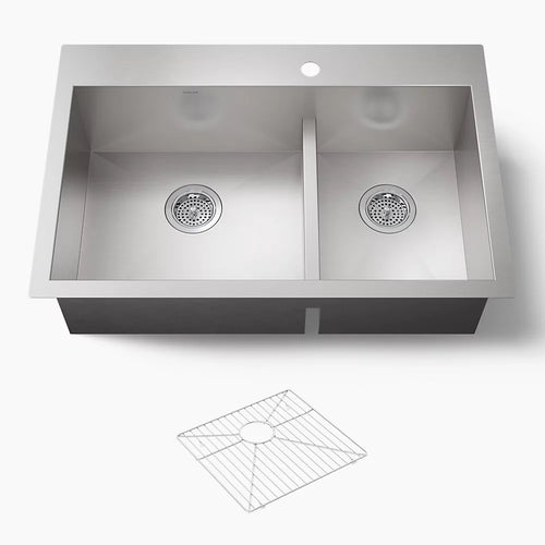 Kohler Vault™ Smart Divide® 33" top-/undermount double-bowl kitchen sink