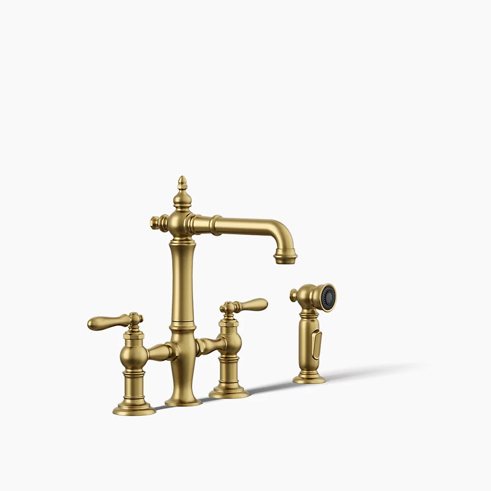 Kohler Two-hole bridge bar sink faucet with side sprayer